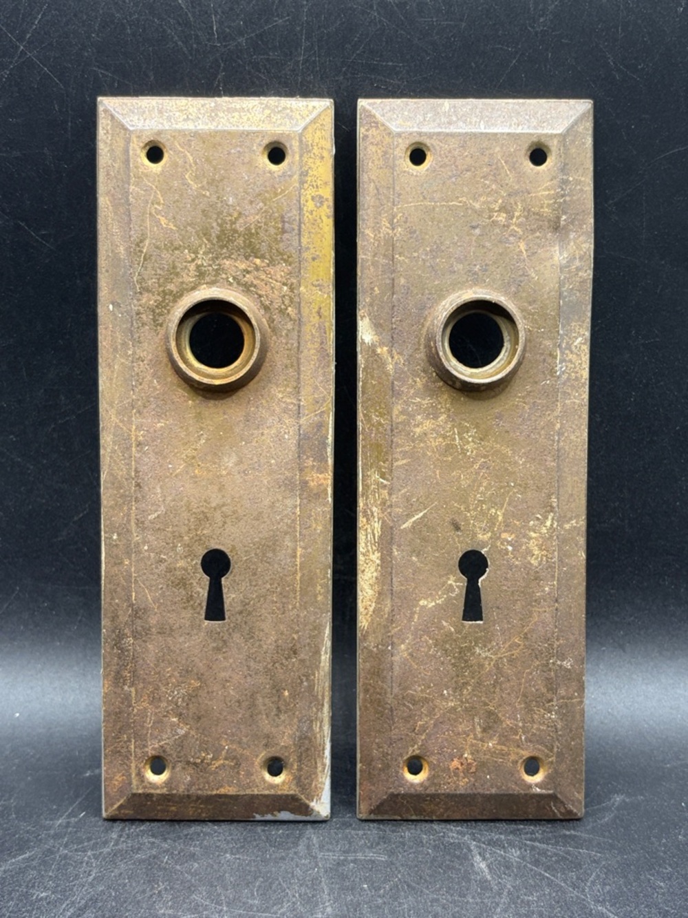 Pr Vintage Metal Door Plate Backplate Mission Craftsman Style MCM Architectural